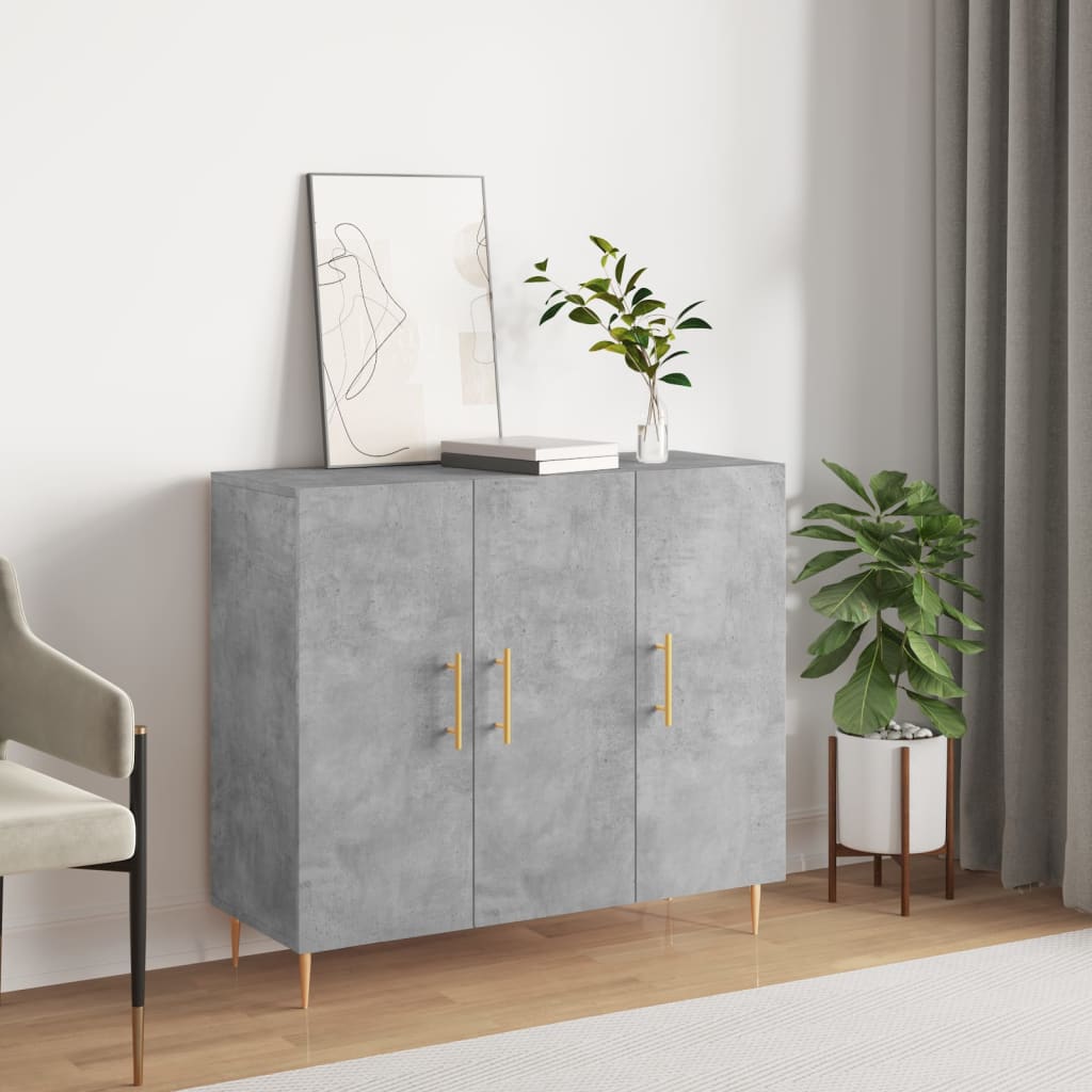 vidaXL Sideboard Concrete Grey 90x34x80 cm Engineered Wood