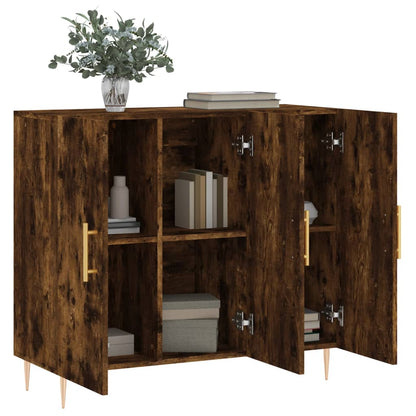 vidaXL Sideboard Smoked Oak 90x34x80 cm Engineered Wood