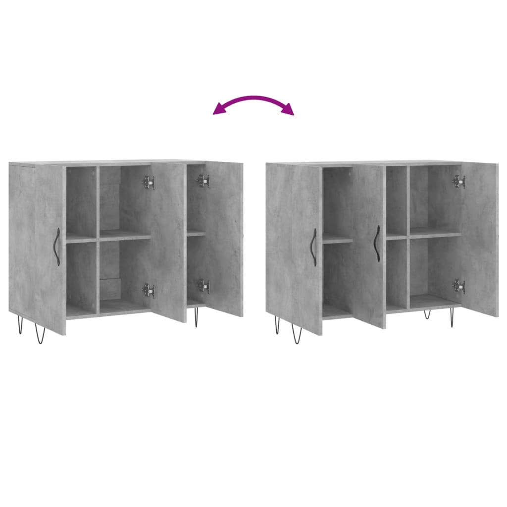 vidaXL Sideboard Concrete Grey 90x34x80 cm Engineered Wood