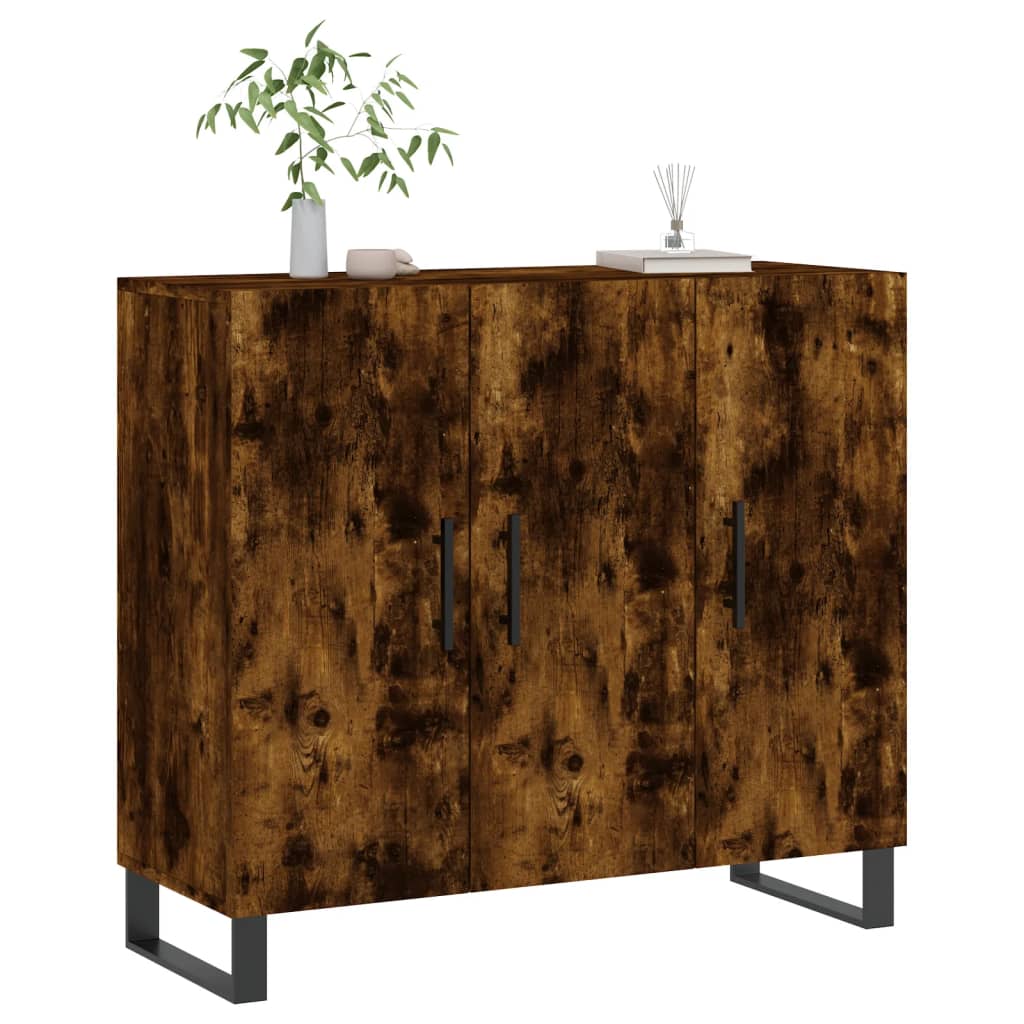 vidaXL Sideboard Smoked Oak 90x34x80 cm Engineered Wood