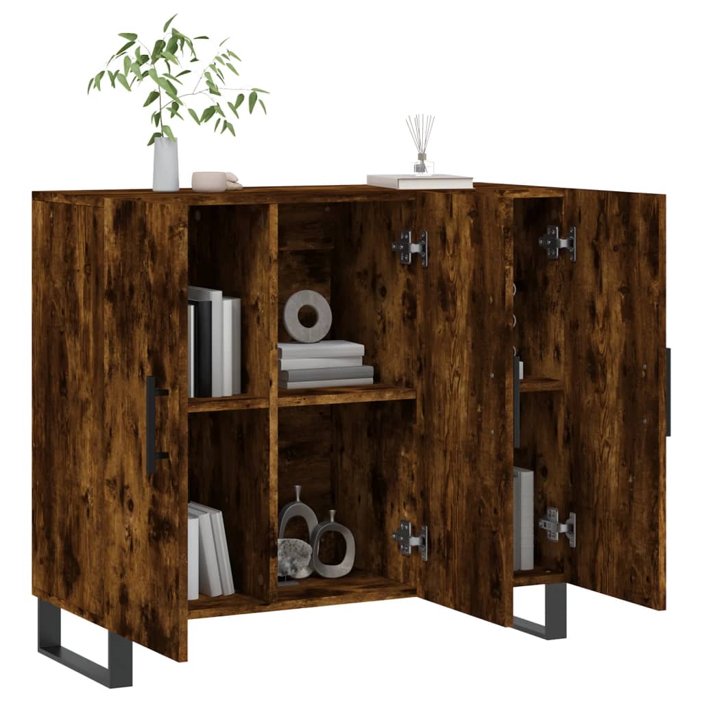 vidaXL Sideboard Smoked Oak 90x34x80 cm Engineered Wood
