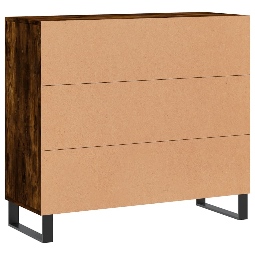 vidaXL Sideboard Smoked Oak 90x34x80 cm Engineered Wood