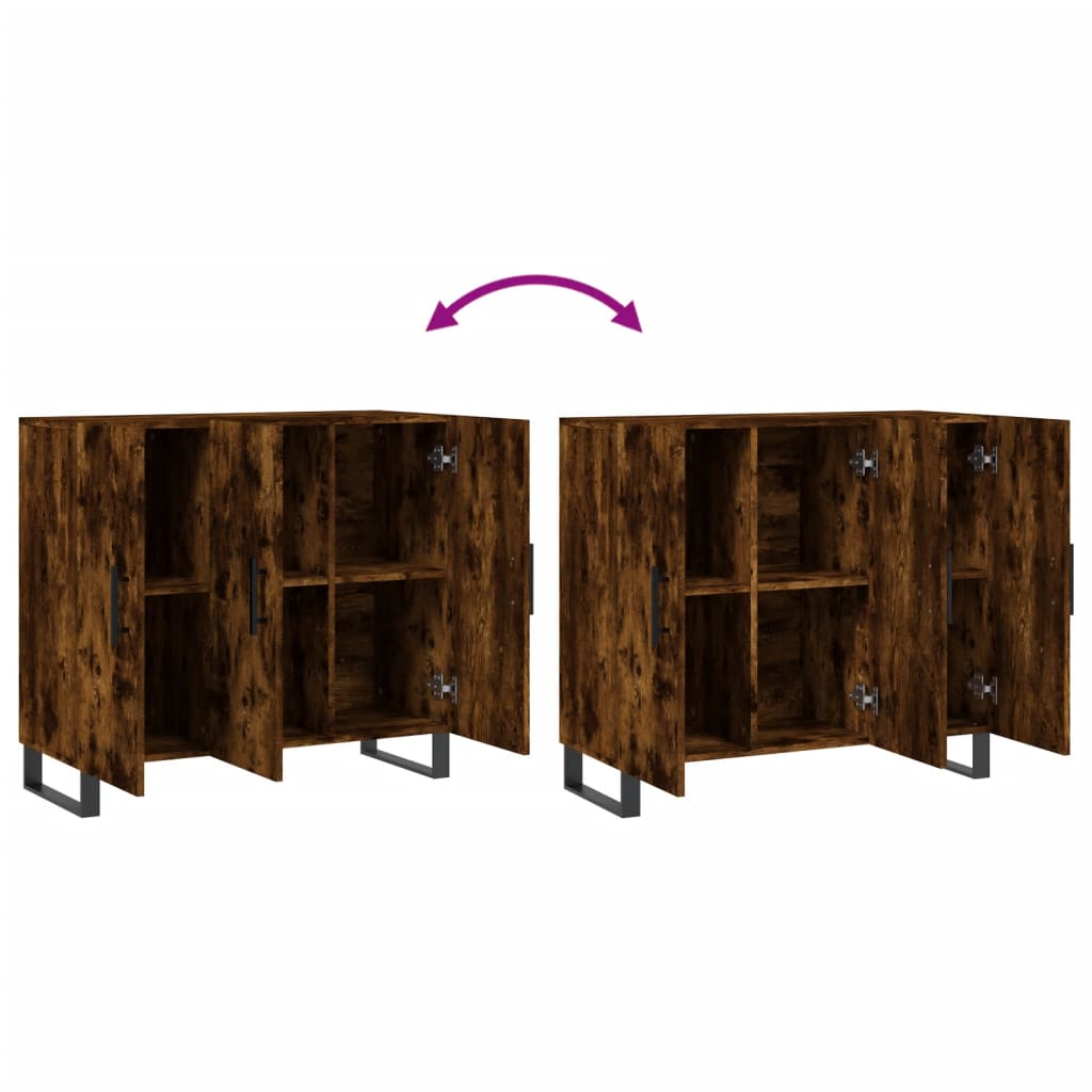 vidaXL Sideboard Smoked Oak 90x34x80 cm Engineered Wood
