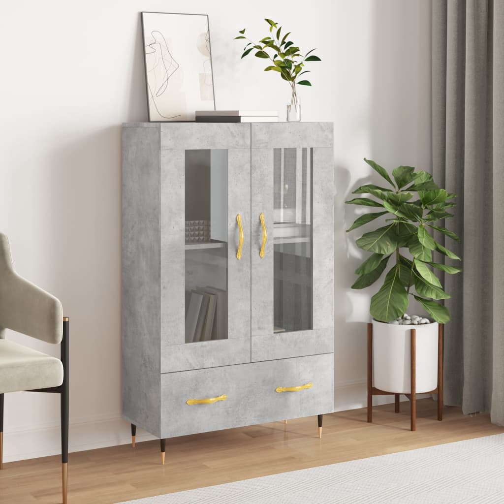 vidaXL Highboard Concrete Grey 69,5x31x115 cm Engineered Wood