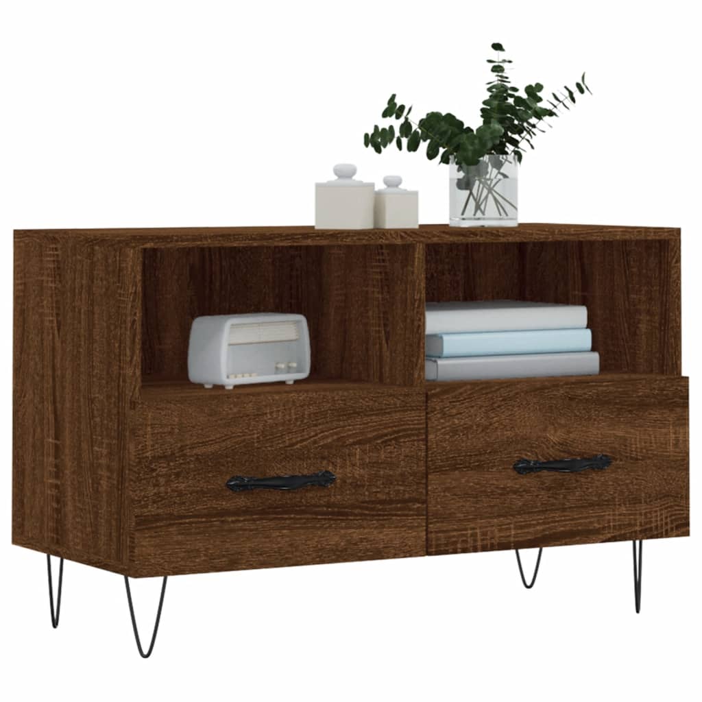 vidaXL TV Cabinet Brown Oak 80x36x50 cm Engineered Wood