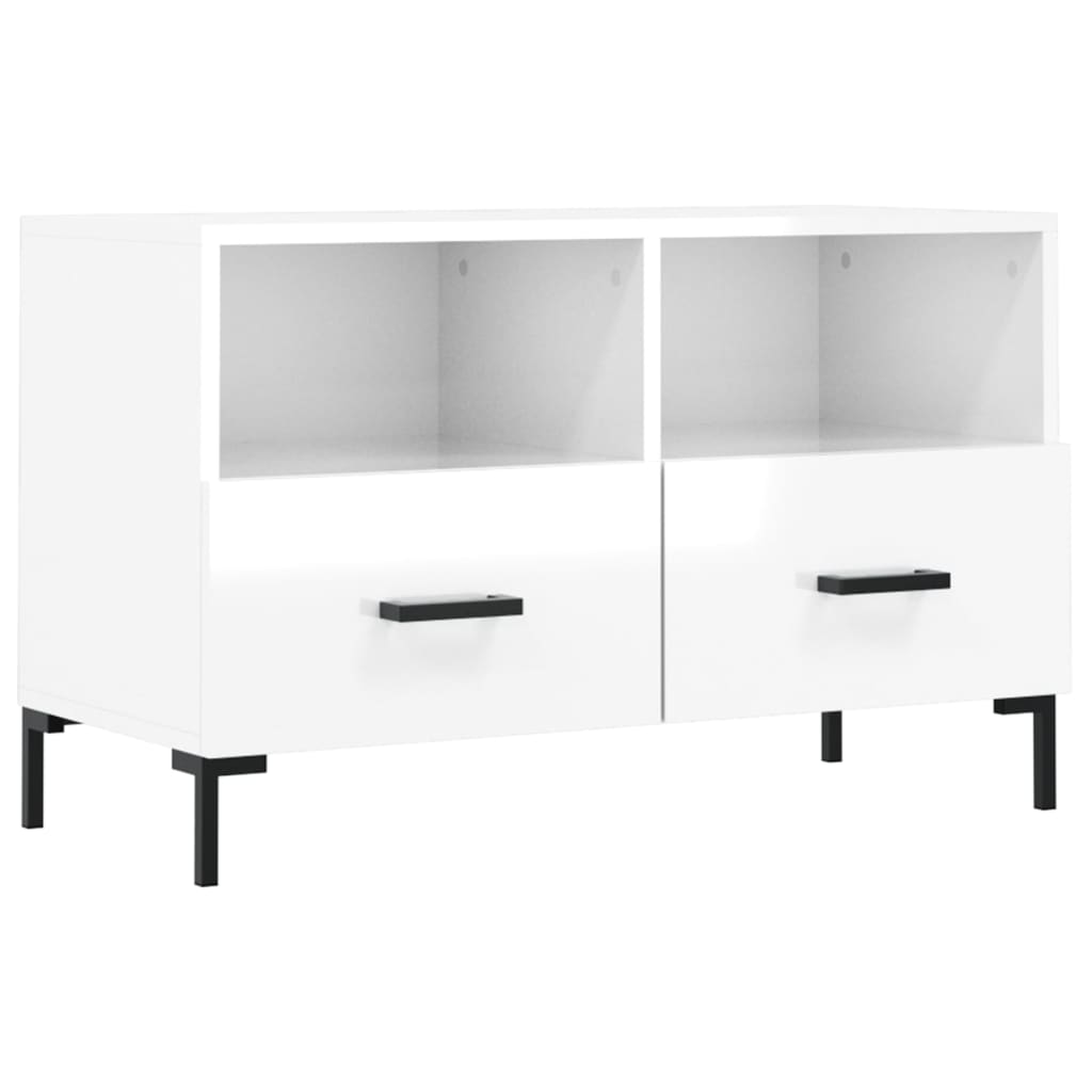 vidaXL TV Cabinet High Gloss White 80x36x50 cm Engineered Wood