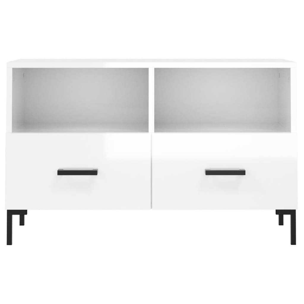 vidaXL TV Cabinet High Gloss White 80x36x50 cm Engineered Wood