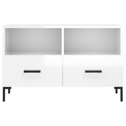 vidaXL TV Cabinet High Gloss White 80x36x50 cm Engineered Wood