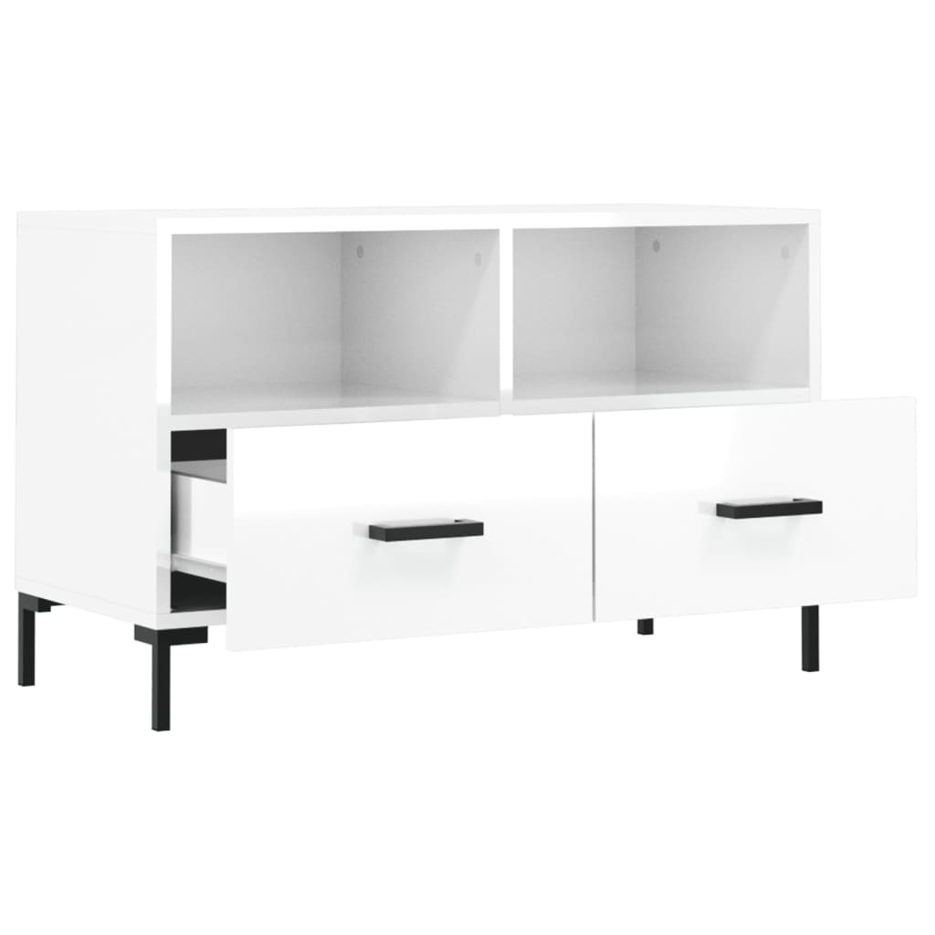 vidaXL TV Cabinet High Gloss White 80x36x50 cm Engineered Wood