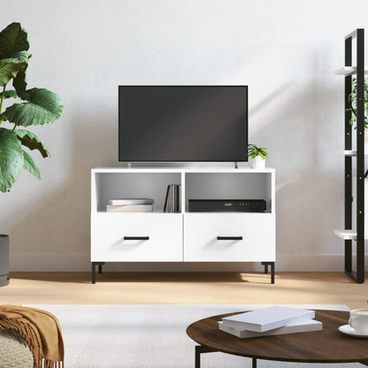 vidaXL TV Cabinet High Gloss White 80x36x50 cm Engineered Wood