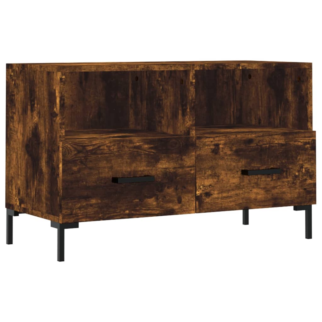 vidaXL TV Cabinet Smoked Oak 80x36x50 cm Engineered Wood