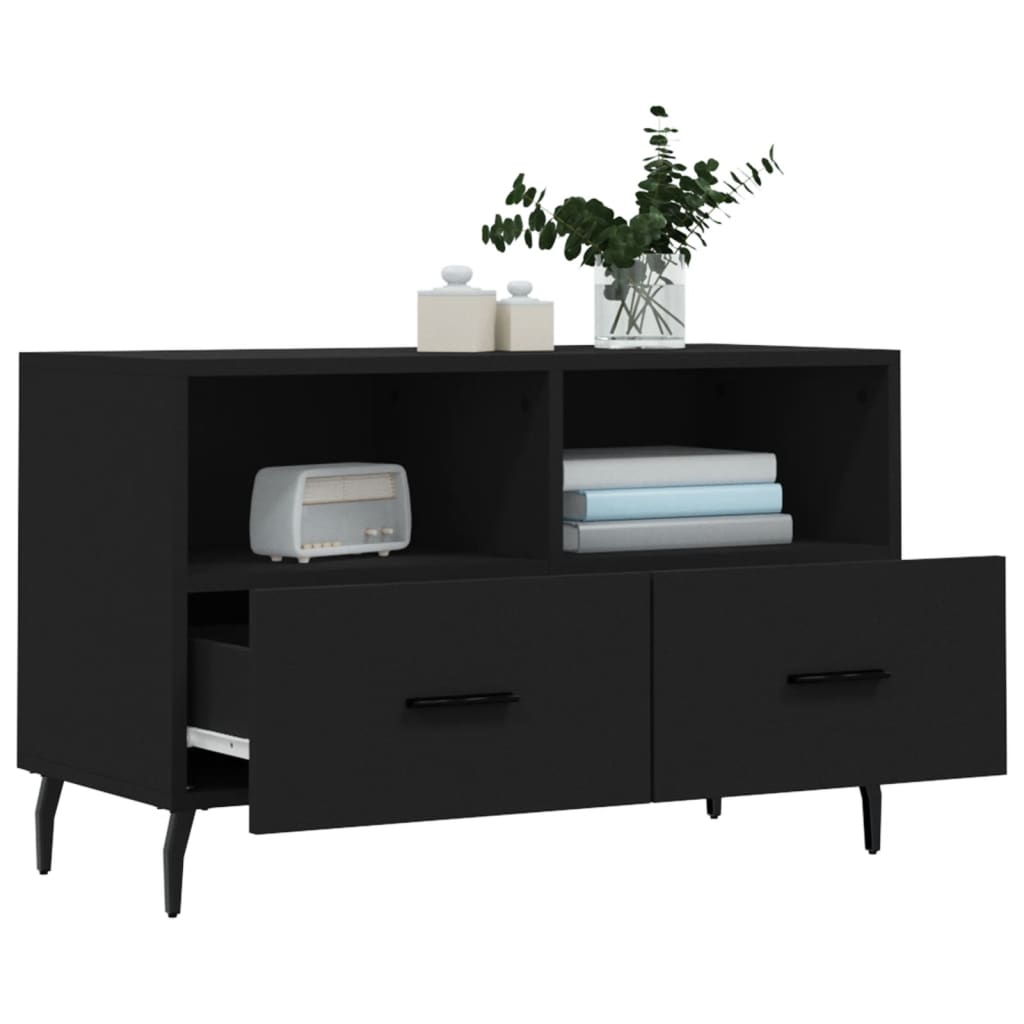 vidaXL TV Cabinet Black 80x36x50 cm Engineered Wood