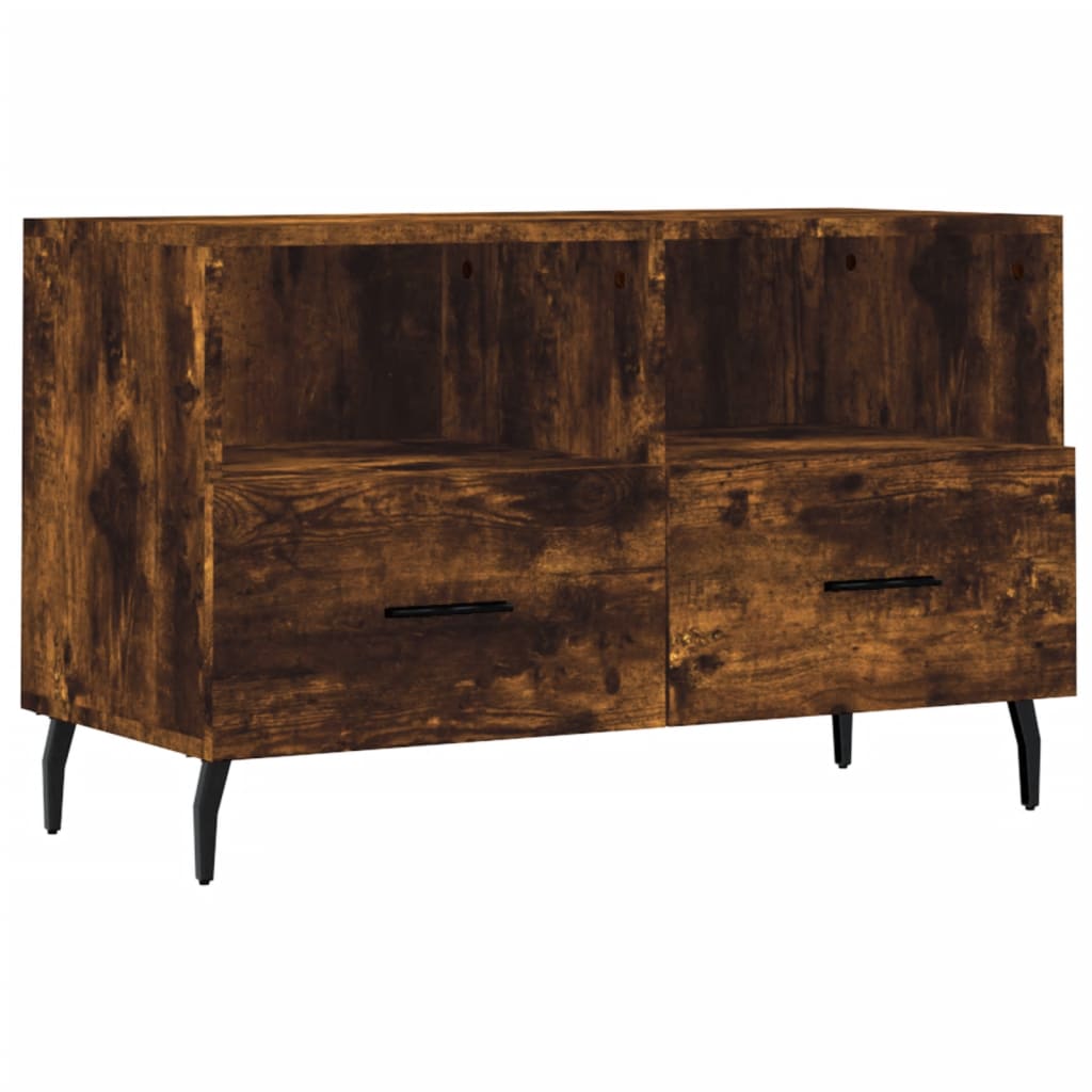 vidaXL TV Cabinet Smoked Oak 80x36x50 cm Engineered Wood