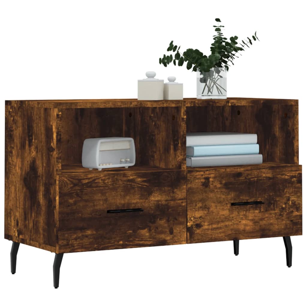 vidaXL TV Cabinet Smoked Oak 80x36x50 cm Engineered Wood
