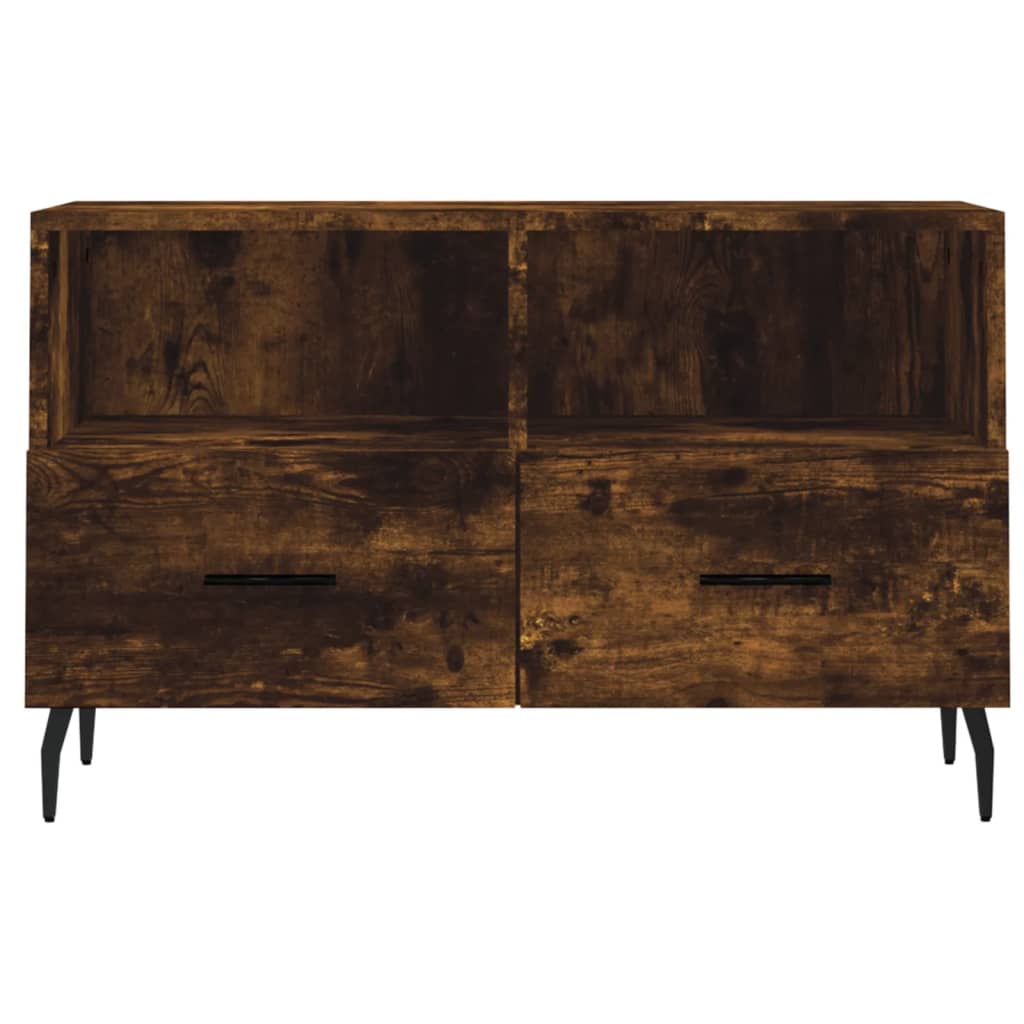 vidaXL TV Cabinet Smoked Oak 80x36x50 cm Engineered Wood