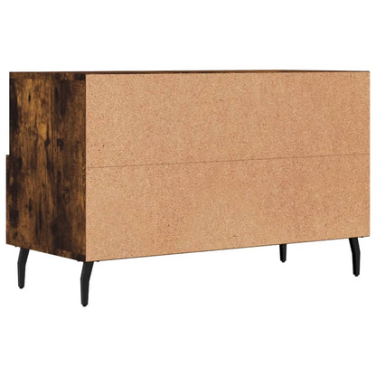 vidaXL TV Cabinet Smoked Oak 80x36x50 cm Engineered Wood