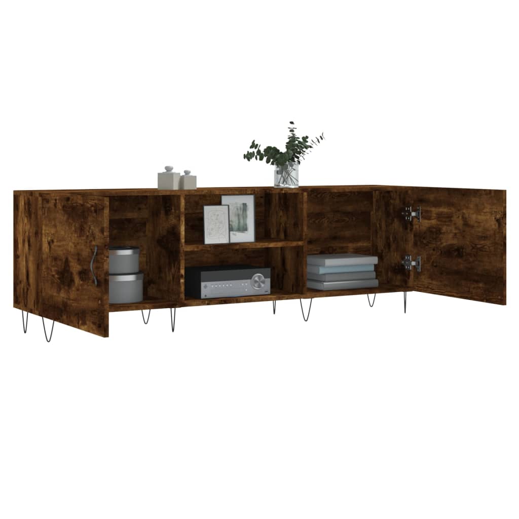 vidaXL TV Cabinet Smoked Oak 150x30x50 cm Engineered Wood