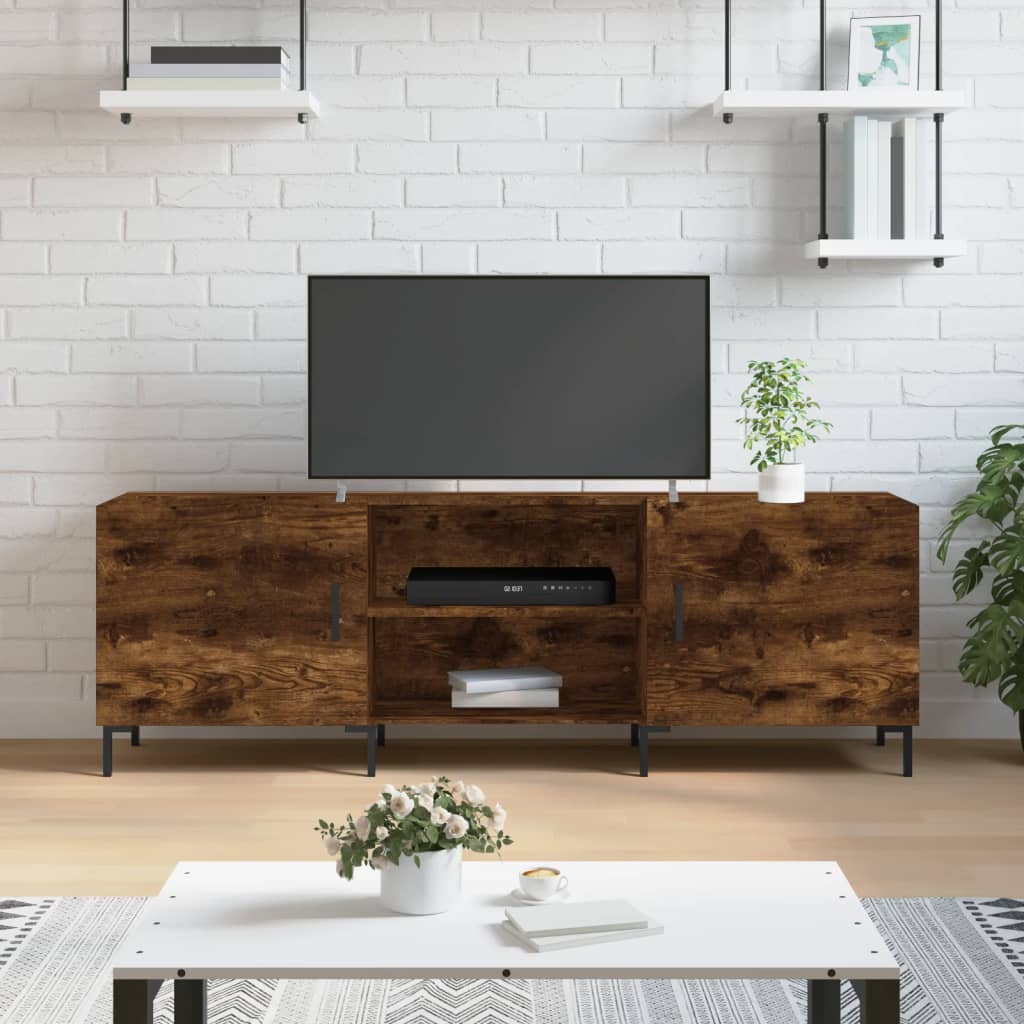 vidaXL TV Cabinet Smoked Oak 150x30x50 cm Engineered Wood
