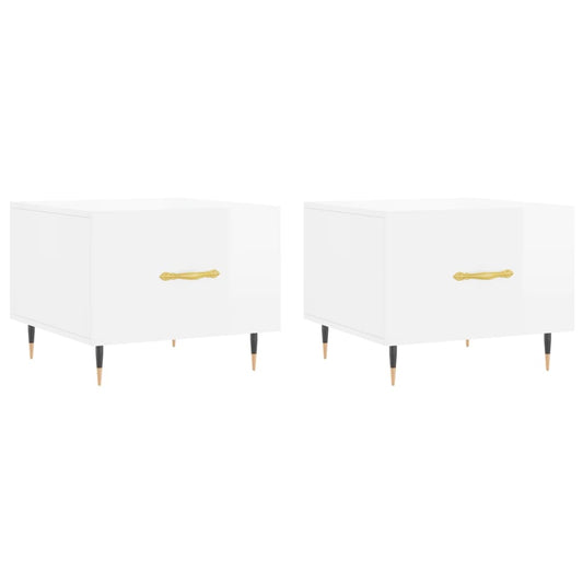 vidaXL Coffee Tables 2pcs High Gloss White 50x50x40 cm Engineered Wood