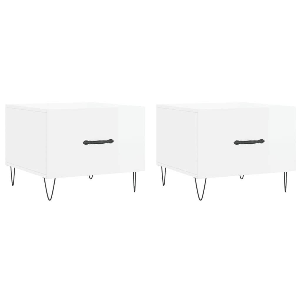 vidaXL Coffee Tables 2pcs High Gloss White 50x50x40 cm Engineered Wood