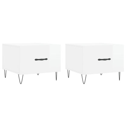 vidaXL Coffee Tables 2pcs High Gloss White 50x50x40 cm Engineered Wood