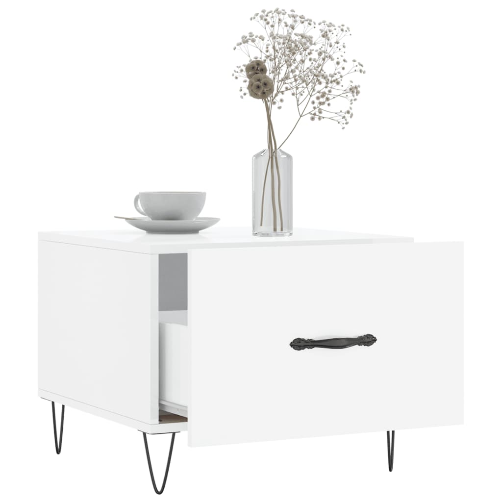 vidaXL Coffee Tables 2pcs High Gloss White 50x50x40 cm Engineered Wood