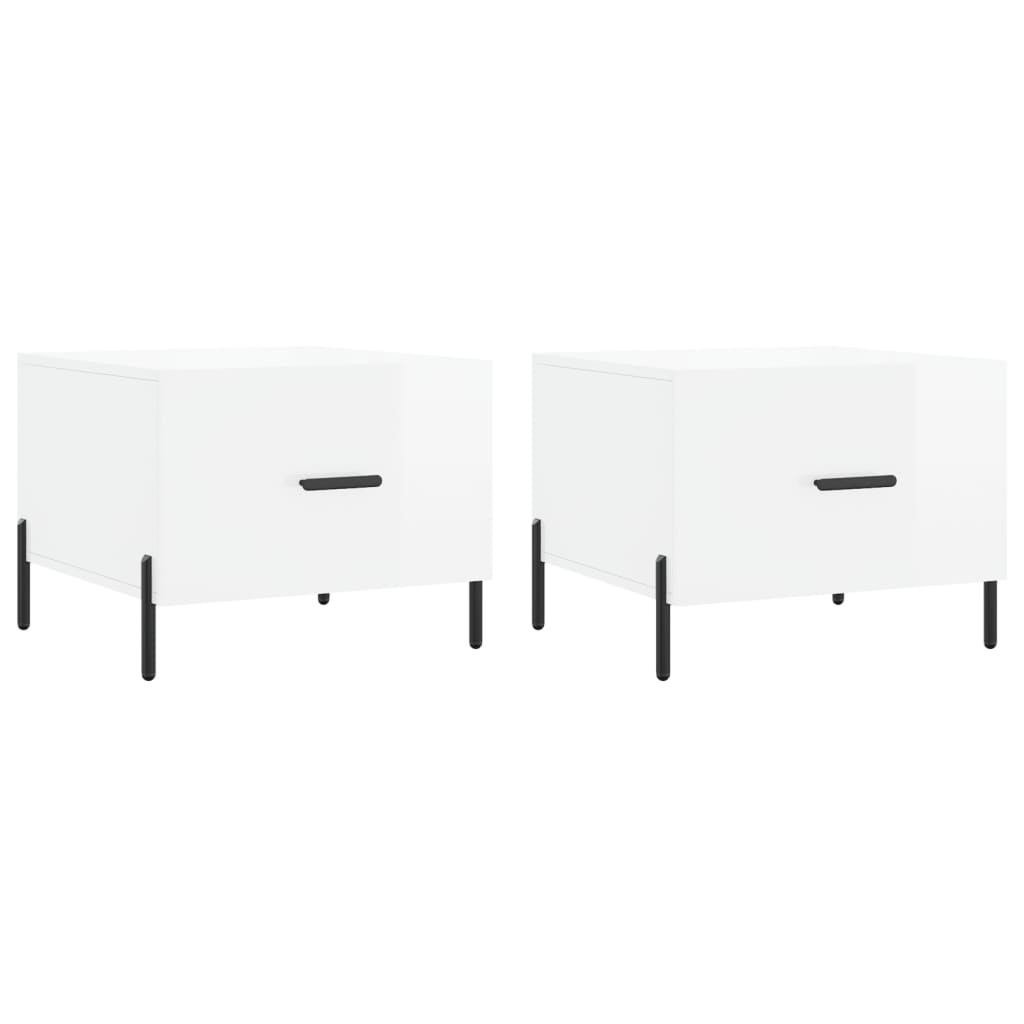 vidaXL Coffee Tables 2pcs High Gloss White 50x50x40 cm Engineered Wood
