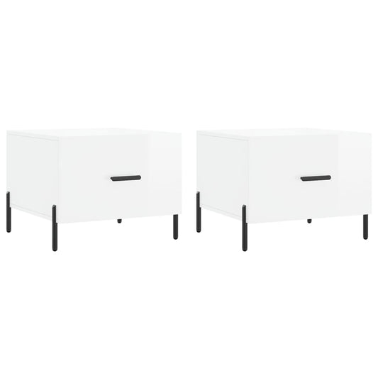 vidaXL Coffee Tables 2pcs High Gloss White 50x50x40 cm Engineered Wood