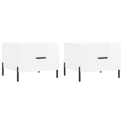 vidaXL Coffee Tables 2pcs High Gloss White 50x50x40 cm Engineered Wood