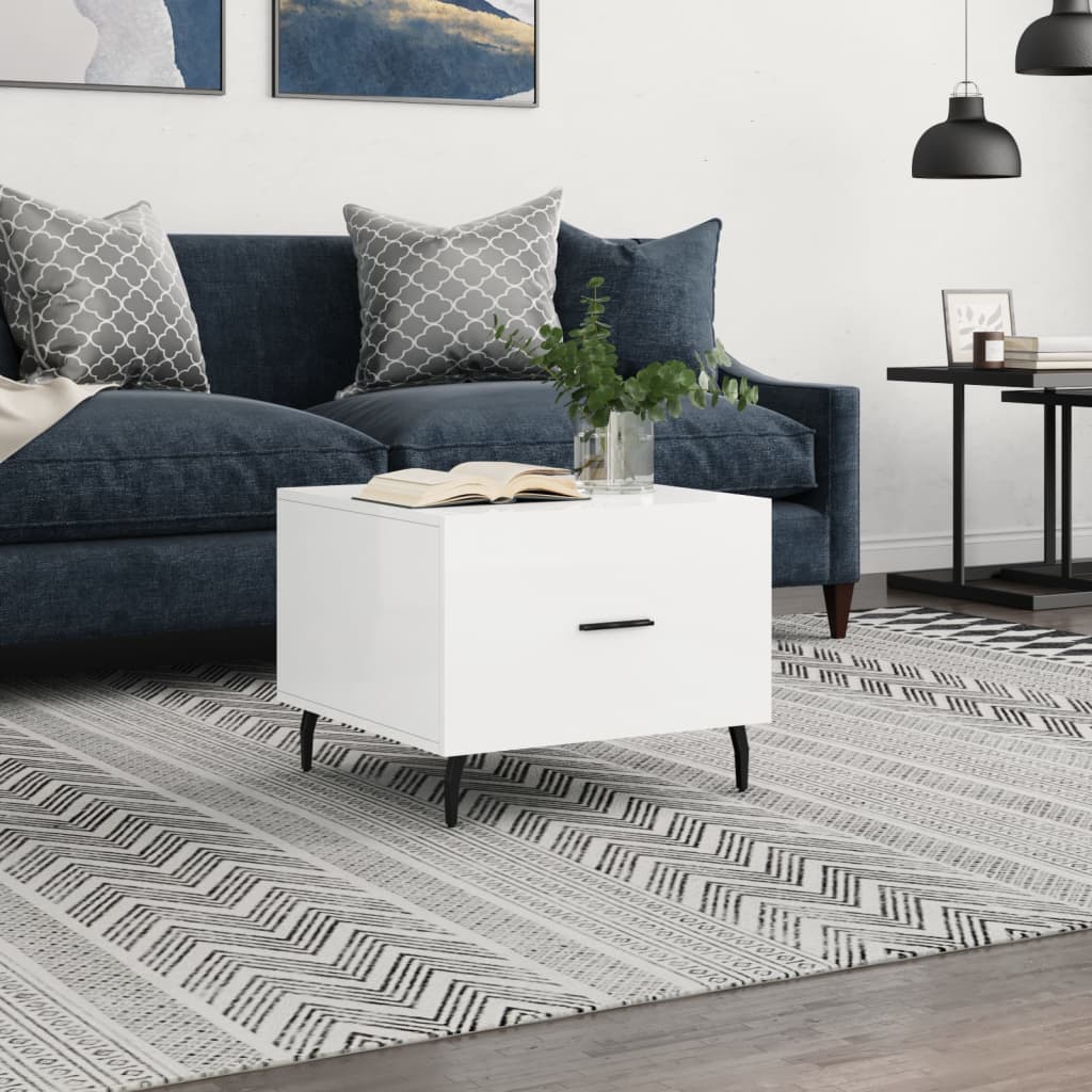 vidaXL Coffee Table High Gloss White 50x50x40 cm Engineered Wood