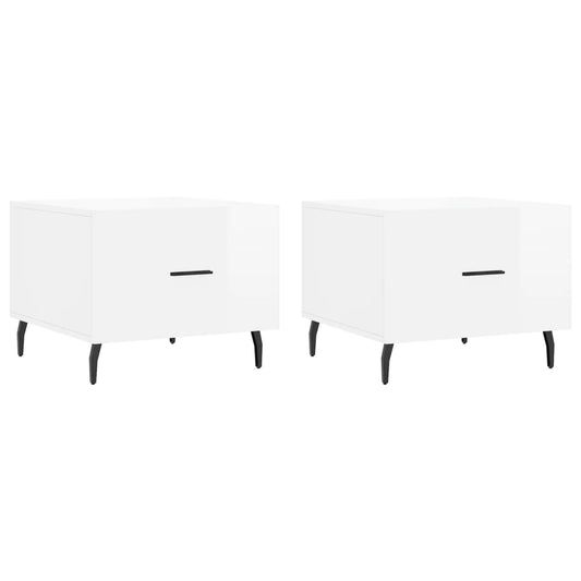 vidaXL Coffee Tables 2pcs High Gloss White 50x50x40 cm Engineered Wood
