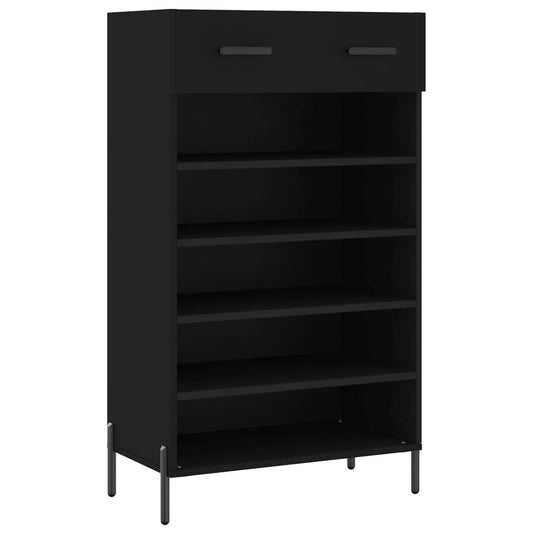 vidaXL Shoe Cabinet | Black | Engineered wood, iron, zinc alloy | Medium