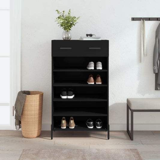vidaXL Shoe Cabinet | Black | Engineered wood, iron, zinc alloy | Medium