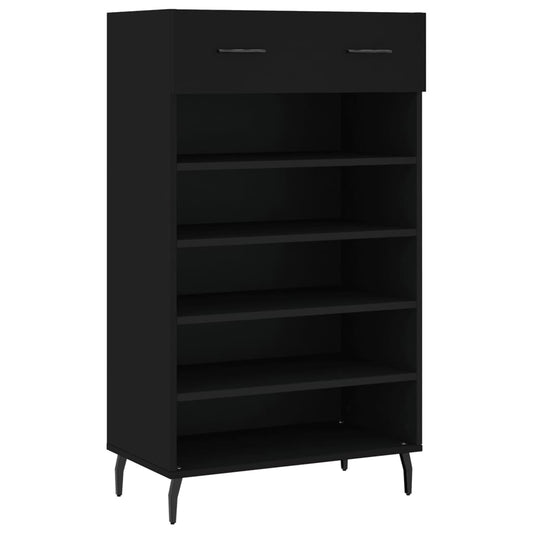 vidaXL Shoe Cabinet | Black | Engineered wood, iron, aluminium | 60x35x105 cm