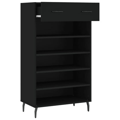 vidaXL Shoe Cabinet | Black | Engineered wood, iron, aluminium | 60x35x105 cm