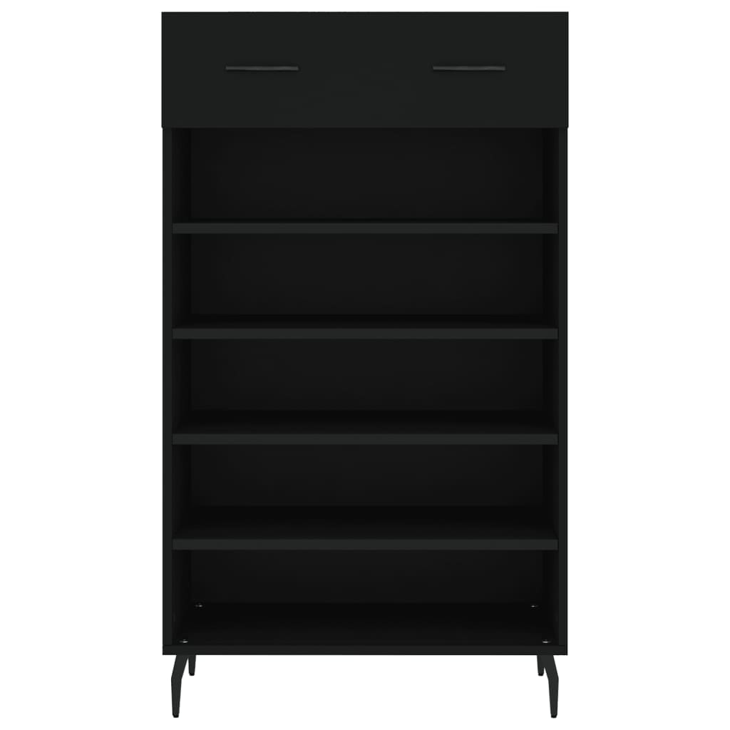 vidaXL Shoe Cabinet | Black | Engineered wood, iron, aluminium | 60x35x105 cm