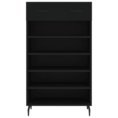 vidaXL Shoe Cabinet | Black | Engineered wood, iron, aluminium | 60x35x105 cm