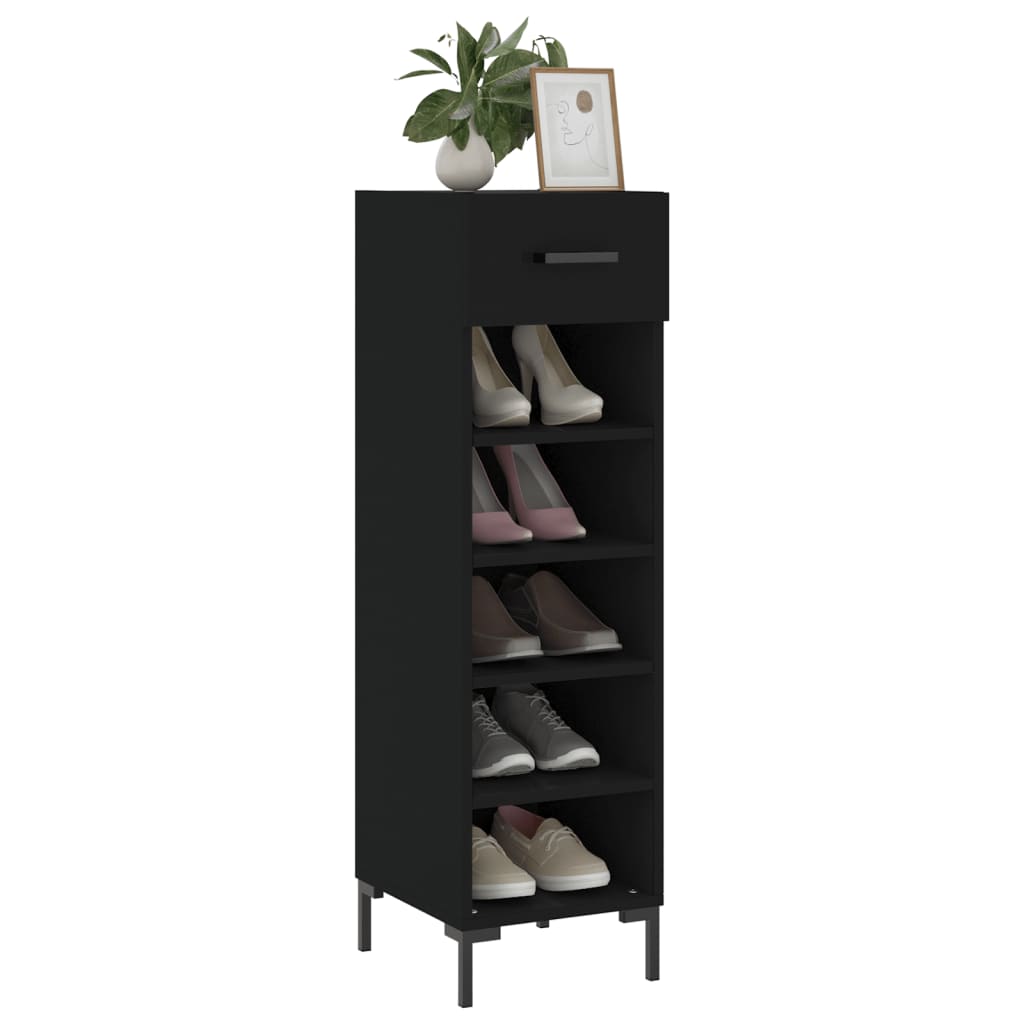 vidaXL Shoe Cabinet | Black | Engineered wood | 30 cm x 35 cm x 105 cm