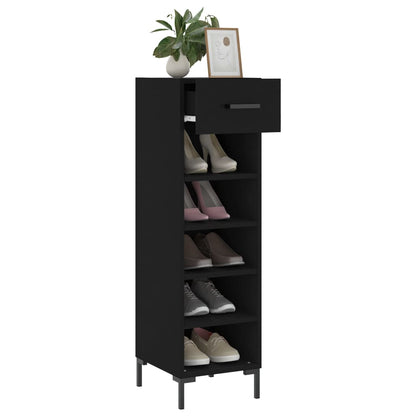 vidaXL Shoe Cabinet | Black | Engineered wood | 30 cm x 35 cm x 105 cm