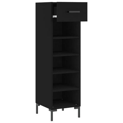 vidaXL Shoe Cabinet | Black | Engineered wood | 30 cm x 35 cm x 105 cm