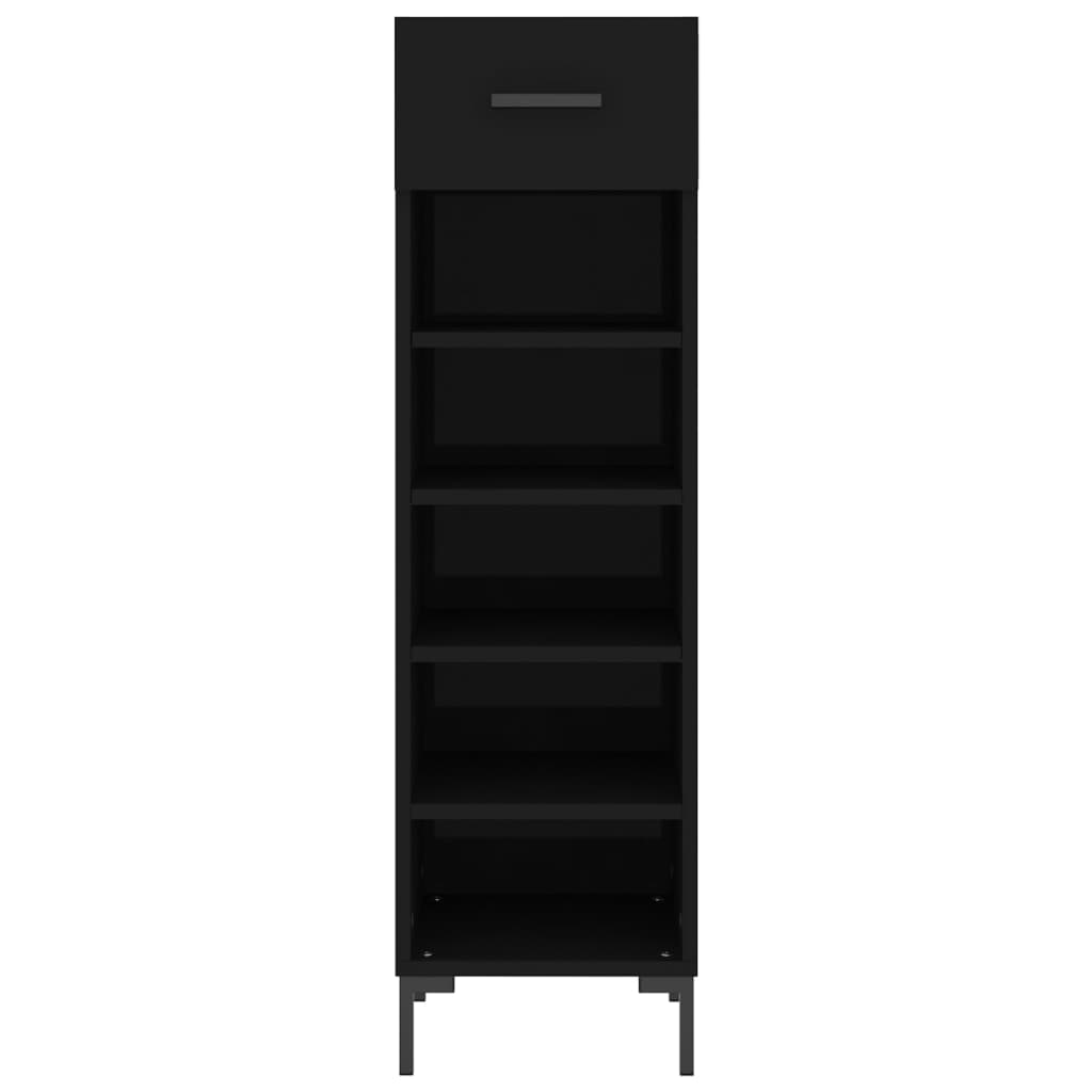 vidaXL Shoe Cabinet | Black | Engineered wood | 30 cm x 35 cm x 105 cm