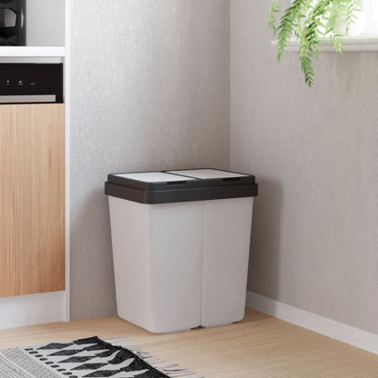 vidaXL Dual Bin White 2x25 L