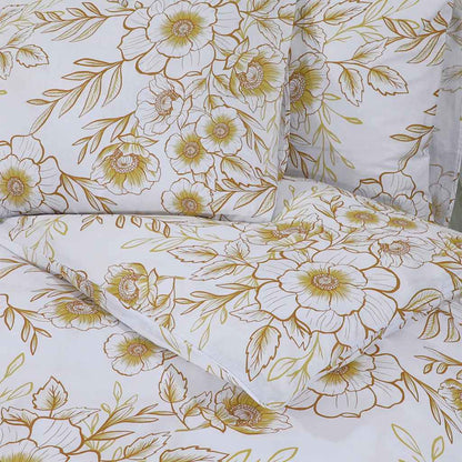 vidaXL Duvet Cover Set White and Brown 200x200 cm Cotton