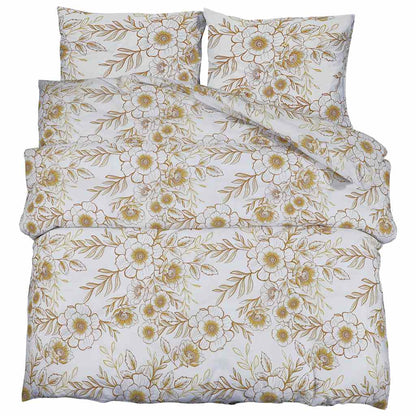 vidaXL Duvet Cover Set White and Brown 225x220 cm Cotton