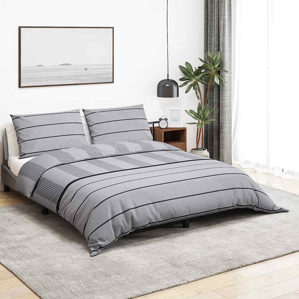 vidaXL Duvet Cover Set Light Grey 220x240 cm Cotton