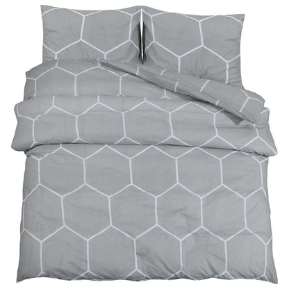 vidaXL Duvet Cover Set Grey and White 240x220 cm Cotton
