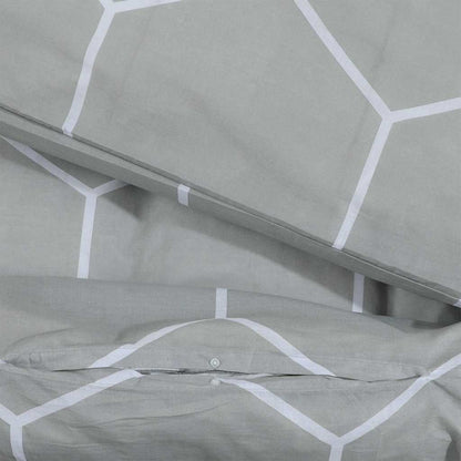 vidaXL Duvet Cover Set Grey and White 240x220 cm Cotton