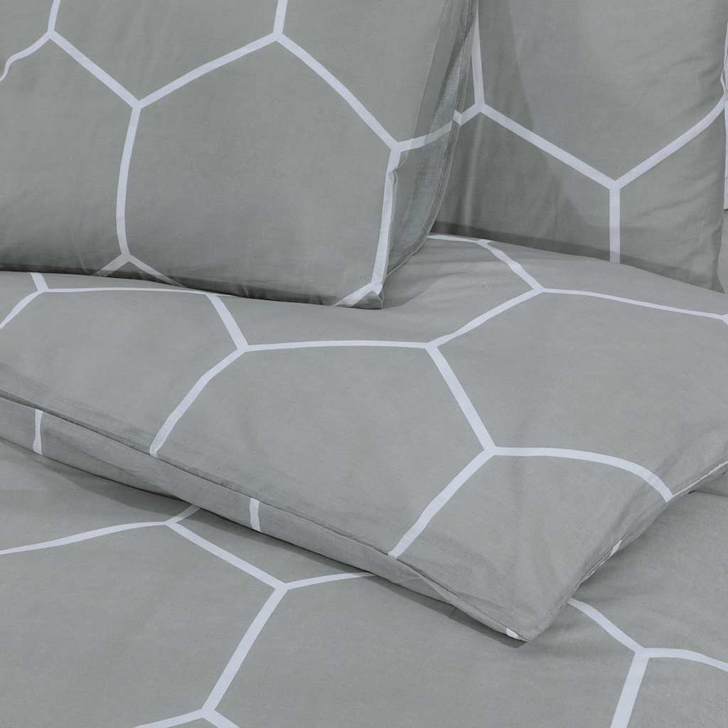 vidaXL Duvet Cover Set Grey and White 240x220 cm Cotton