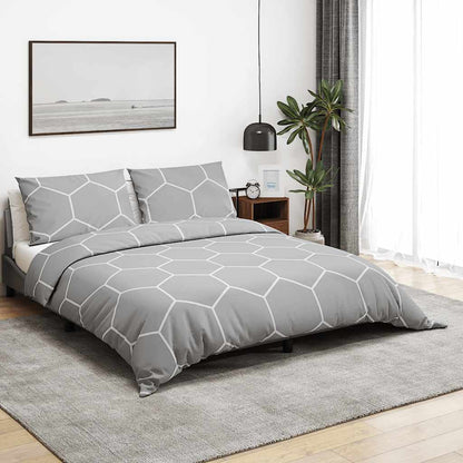 vidaXL Duvet Cover Set Grey and White 240x220 cm Cotton