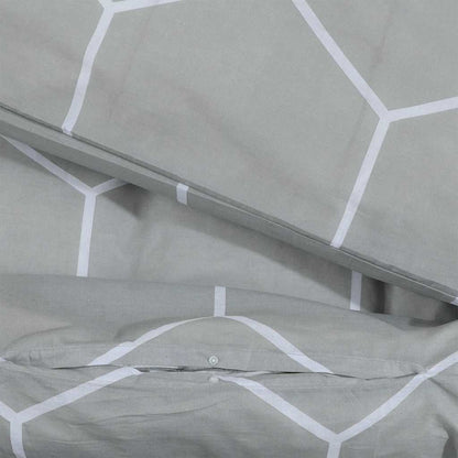 vidaXL Duvet Cover Set Grey and White 140x200 cm Cotton